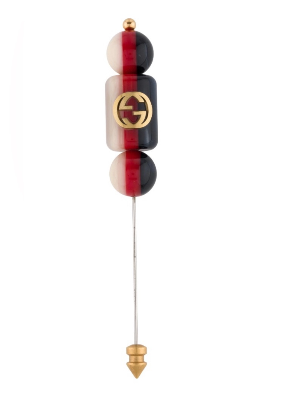 Gucci Sylvia Tricolour GG Stick Pin with Gold Logo